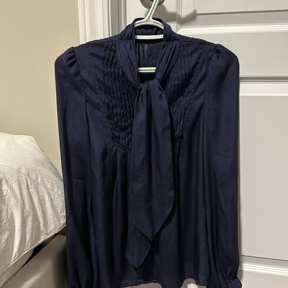 Navy Blouse with Front tie - Picture 3 of 3